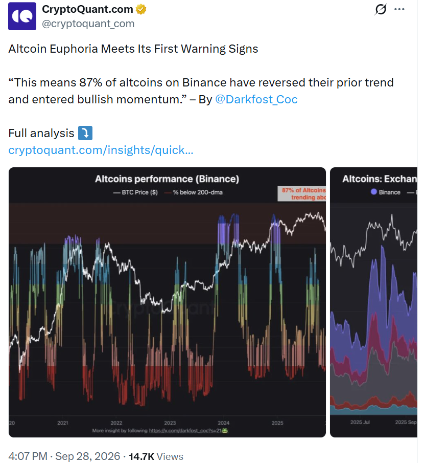 Altcoin performance chart by CryptoQuant