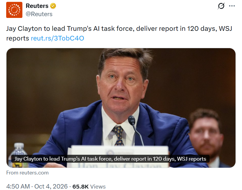 Jay Clayton to Lead Trump’s AI Task Force news