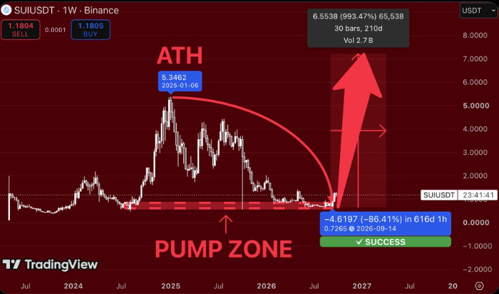 Sui Price prediction technical analysis chart