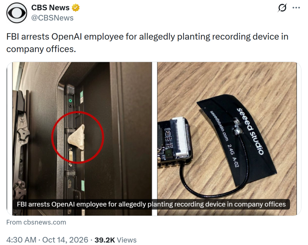 OpenAI fired Alfozan after tracing the device and finding no access to model weights or data